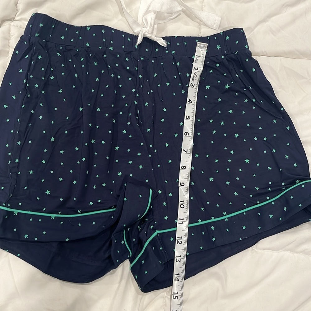 Short sleeve button up and drawstring shorts soft and cool pajamas navy blue M - Picture 4 of 7